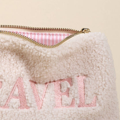 Cream Travel Teddy Pouch