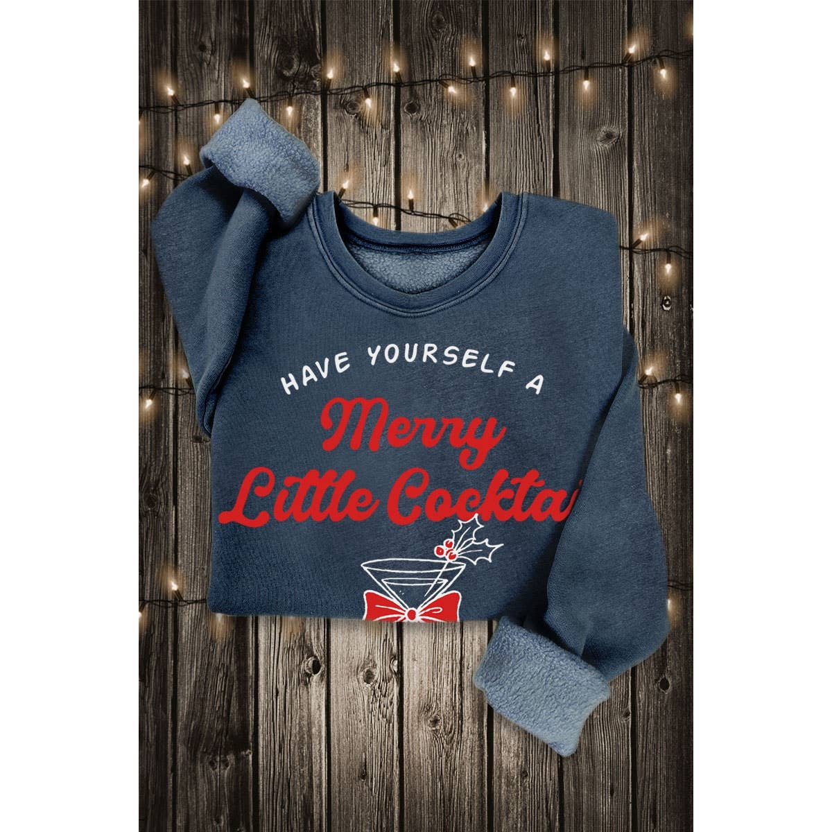 Mineral Navy Merry Little Coctail Mineral Graphic Sweatshirt