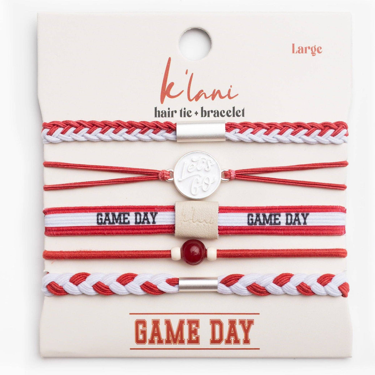 Crimson & White Game Day Hair Tie Bracelets