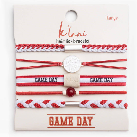 Crimson & White Game Day Hair Tie Bracelets
