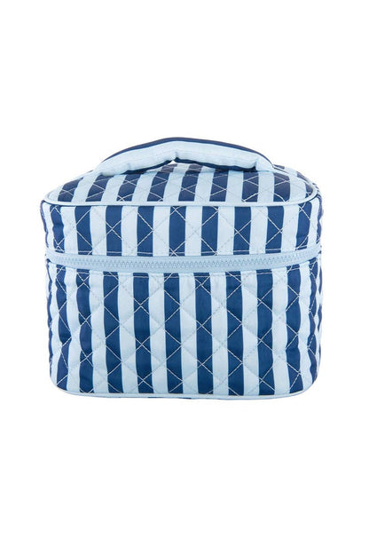 Blue Striped Makeup Bag