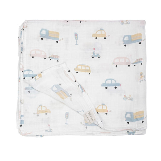 Automobile Muslin Swaddle Blanket