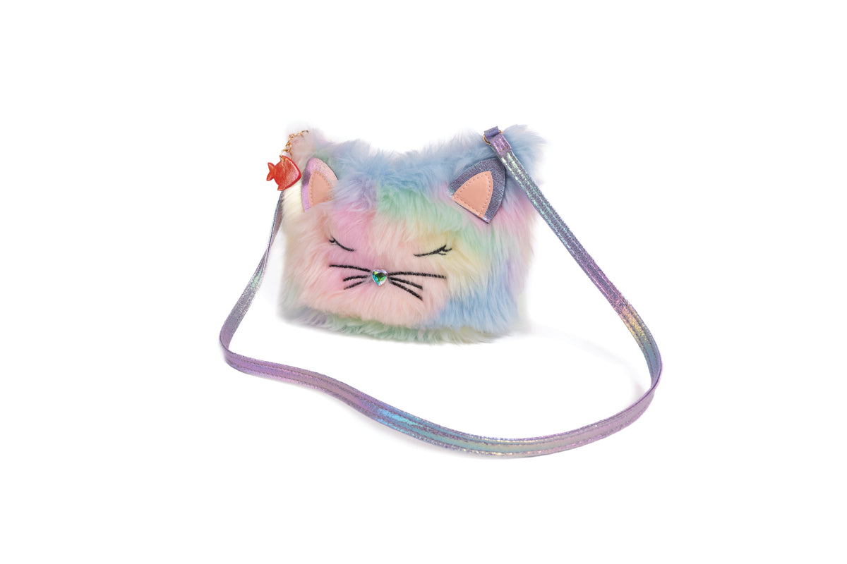 Rainbow Furry Kitty Purse