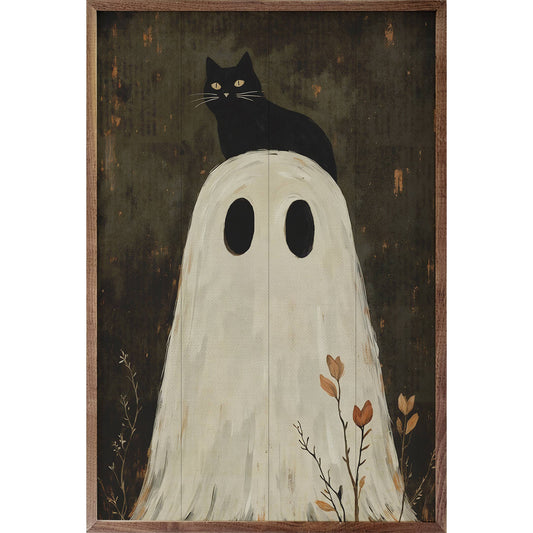 Ghost With Cat On Head Sign