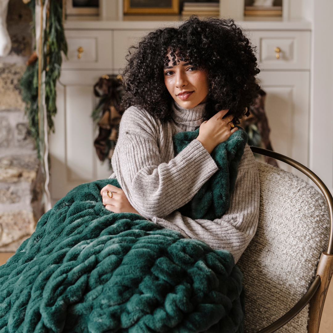 Forest Holiday Printed Faux Fur XL Throw Blanket