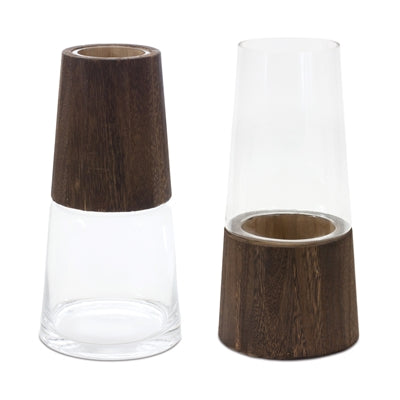 Glass & Wood Vase