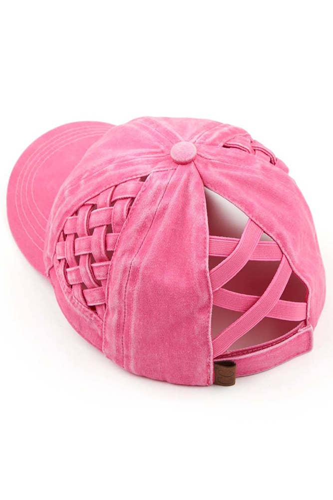 C.C Berry Basket Weave Criss-Cross Ponytail Baseball Cap