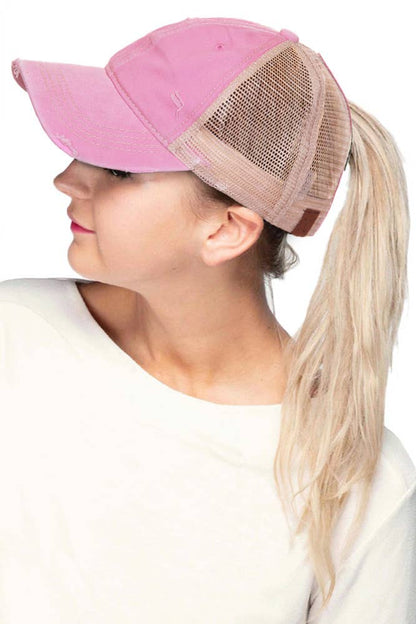 C.C Olive Mesh Back Ponytail Baseball Cap