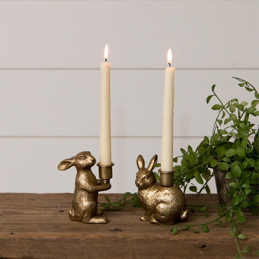 Bunny Gold Taper Candle Holder