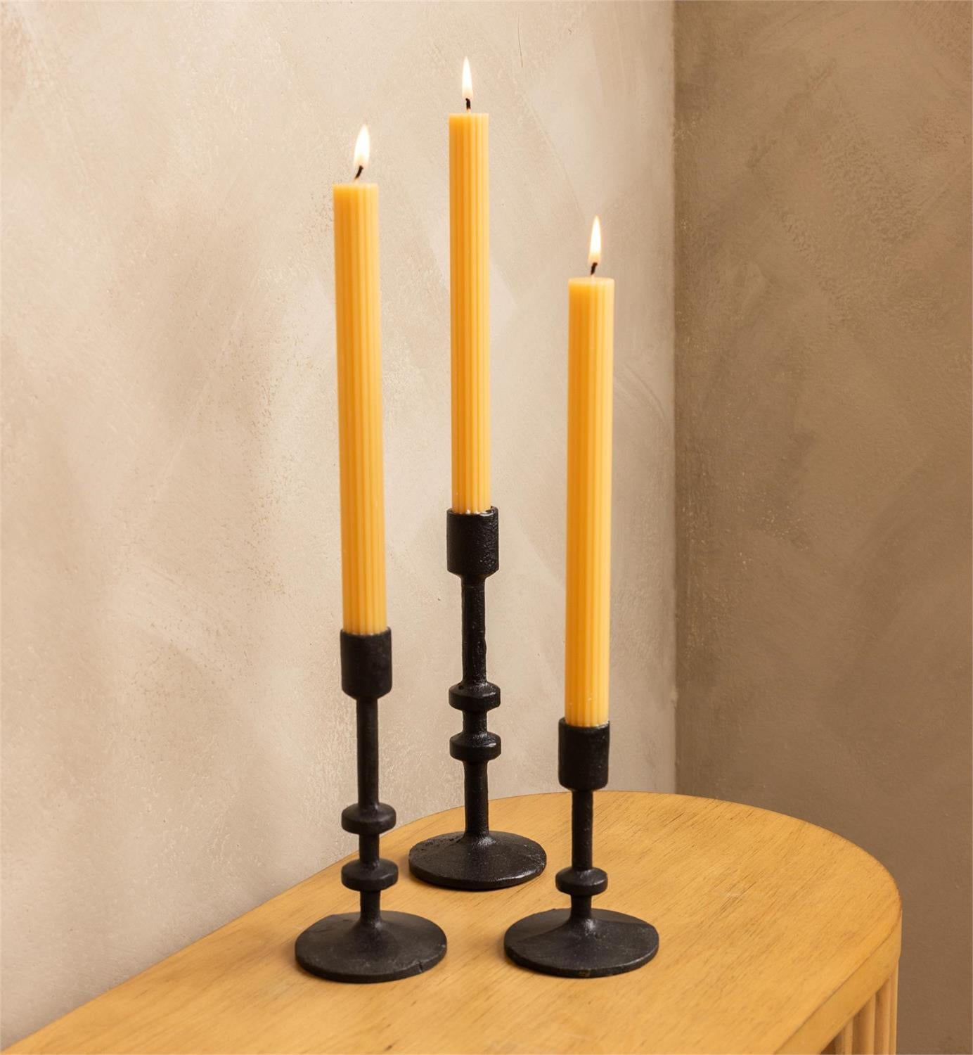 Rustic Cast Iron Black Candle Holder