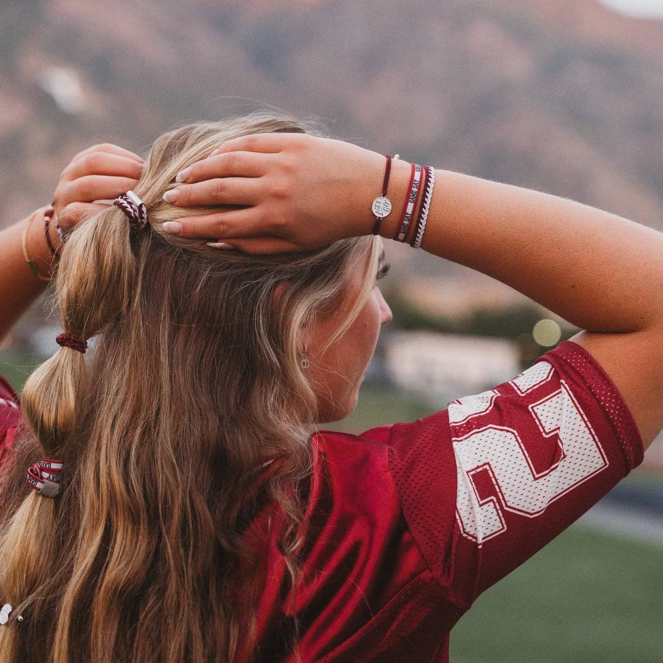 Maroon & Gray Game Day Hair Tie Bracelets