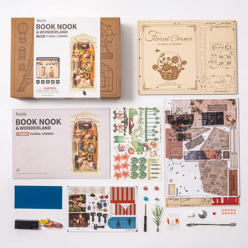 Floral Corner Book Nook Shelf Insert Kit