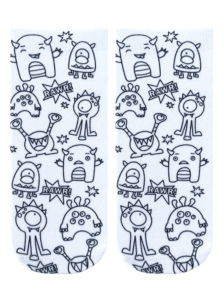 Monster Mayhem Coloring Socks
