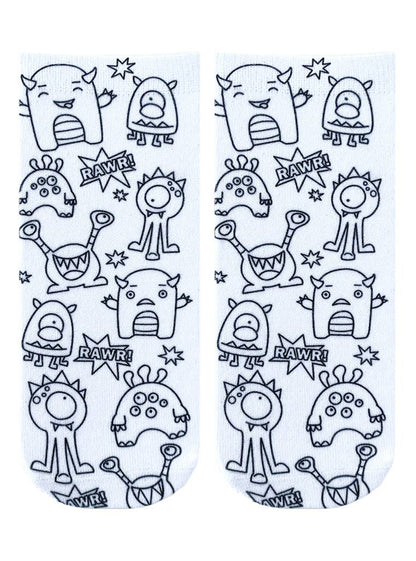 Monster Mayhem Coloring Socks