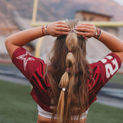 Maroon & Gray Game Day Hair Tie Bracelets