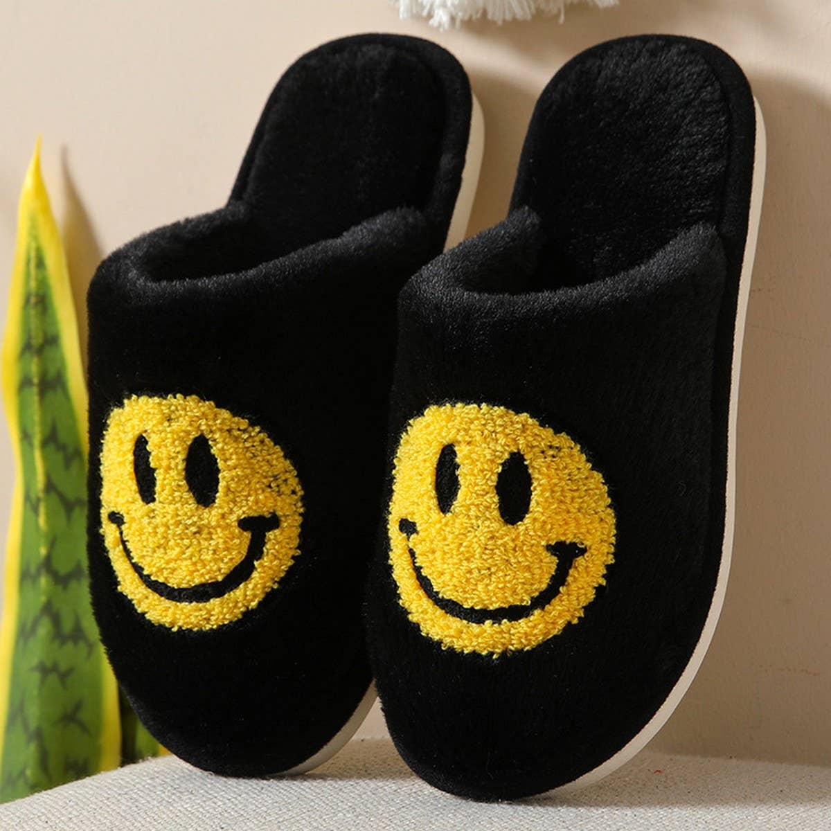 Pink Happy Face Slippers