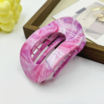 Colorful Marble-Patterned Flat Oval Hair Claw Clips: RoseRed