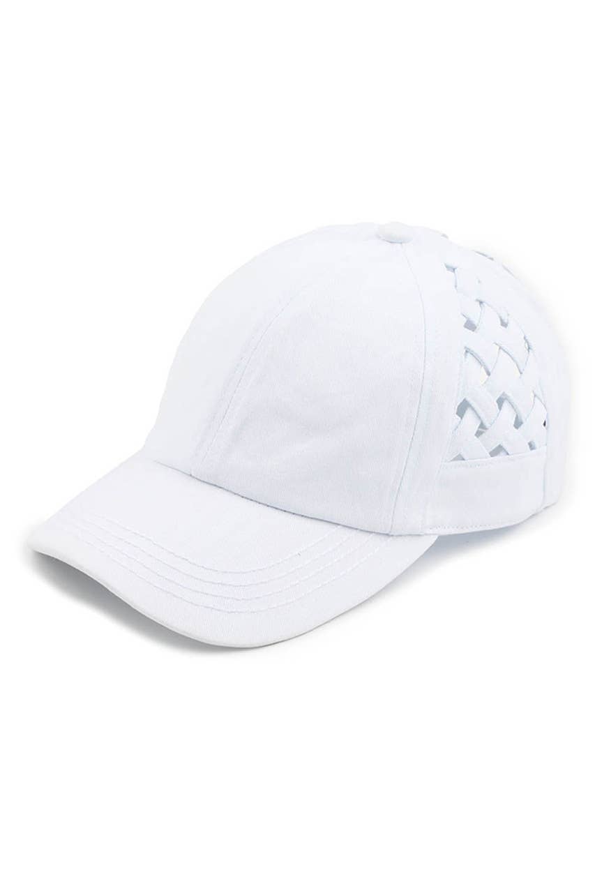 C.C Berry Basket Weave Criss-Cross Ponytail Baseball Cap