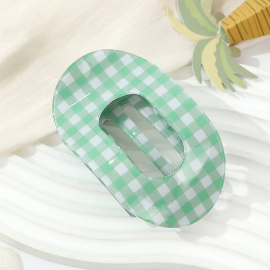 Gingham Oval Hair Claw
