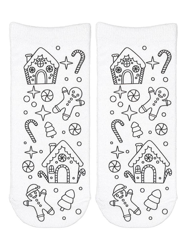 Gingerbread Houses Coloring Socks