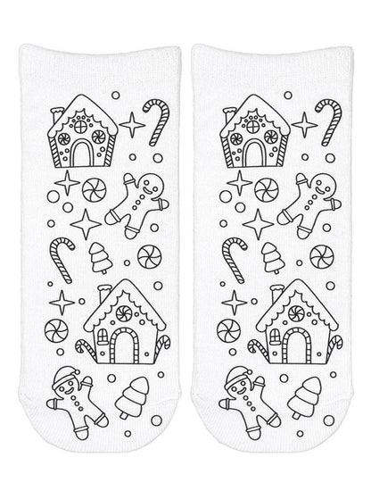 Gingerbread Houses Coloring Socks