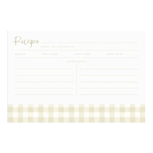 Beige Gingham Recipe Cards