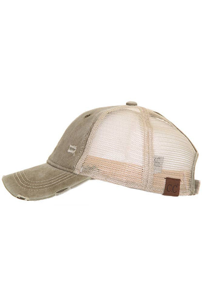 C.C Olive Mesh Back Ponytail Baseball Cap