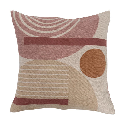 20" Woven Cotton Blend Pillow w/ Abstract Design, Polyester Fill