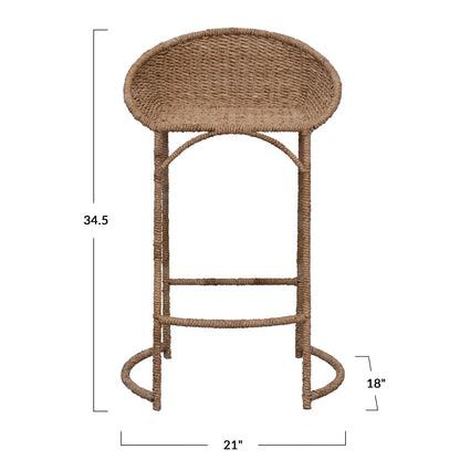 Hand-Woven Seagrass Counter Stool