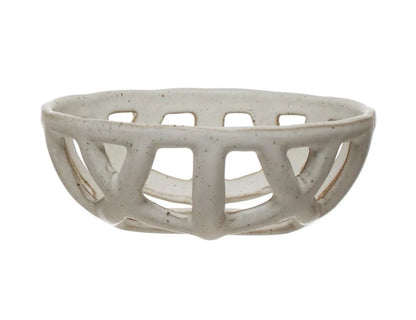 Small Handmade Stoneware Basket Bowl