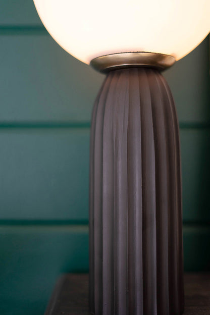 Frosted Globe Table Lamp with Black Base