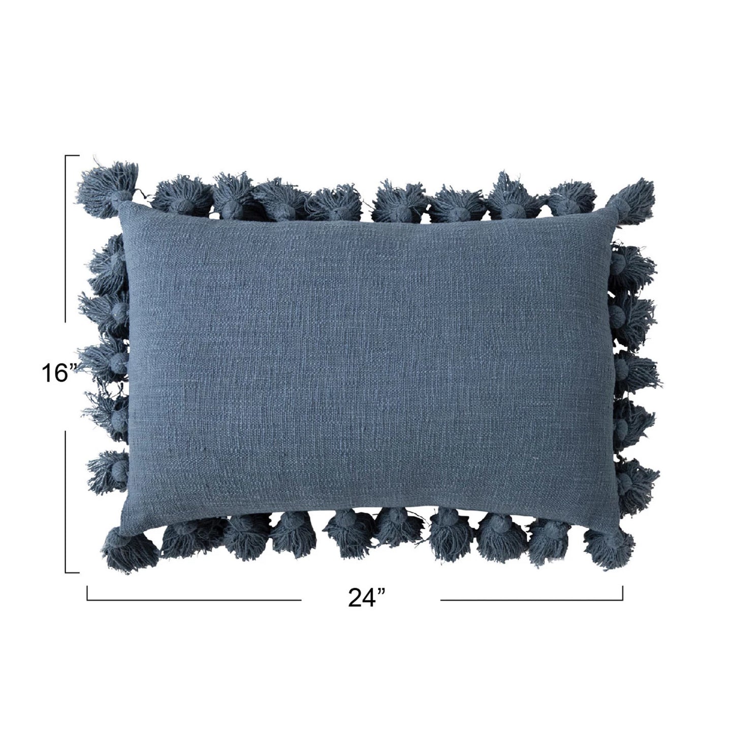 24" x 16" Woven Cotton Slub Lumbar Pillow w/ Tassels