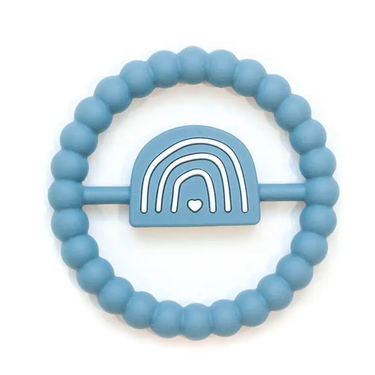 Silicone Blue Rainbow Ring Teether