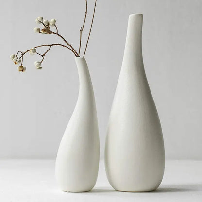 Large White Modern Bud Vase