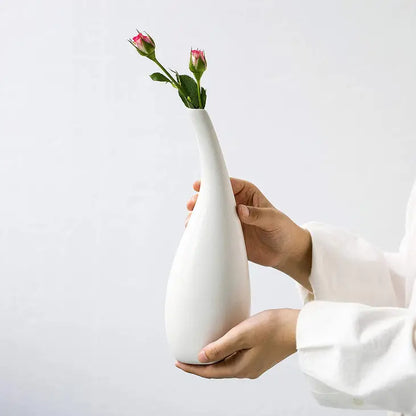 Large White Modern Bud Vase