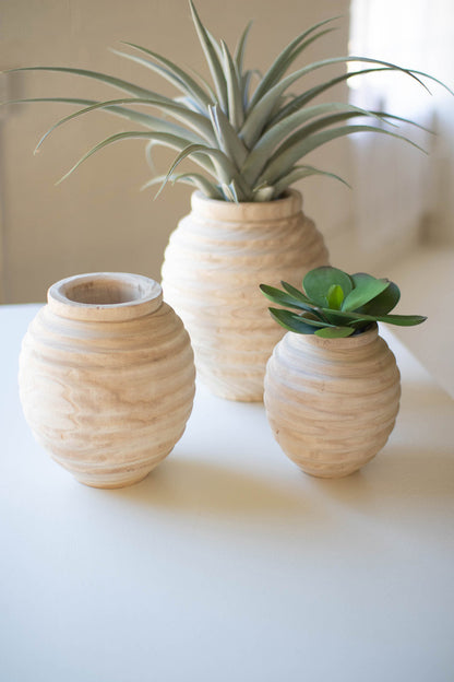 Natural Wood Gourd Pots