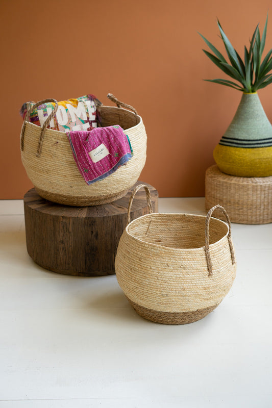 Woven Rope Baskets with Handles