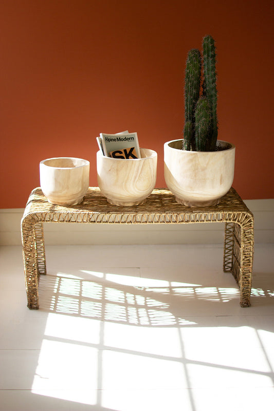 Hand-Carved Wooden Planters