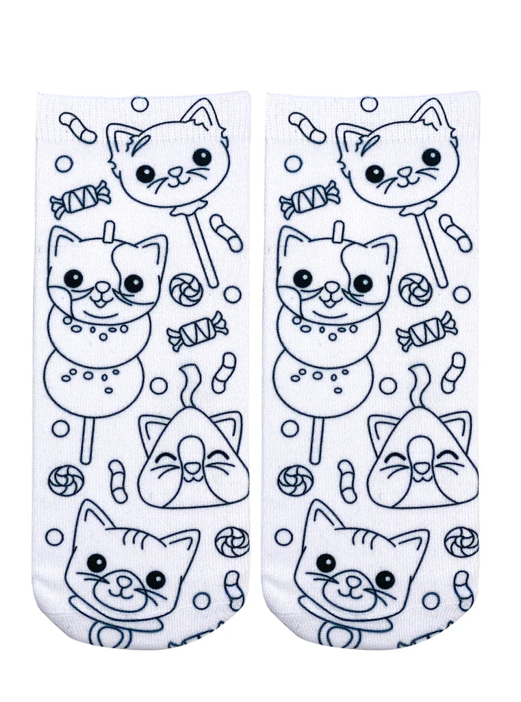 Candy Cat Coloring Socks