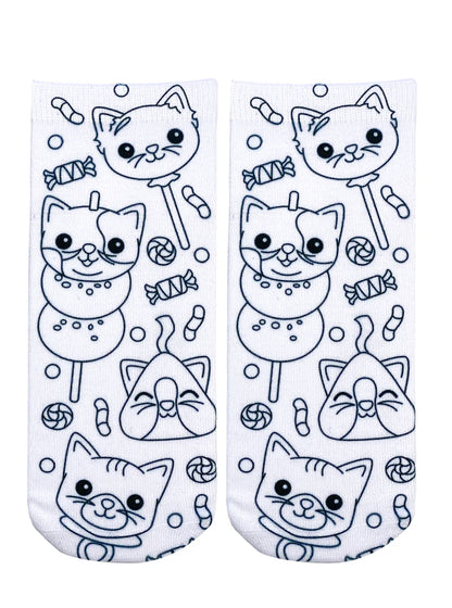 Candy Cat Coloring Socks