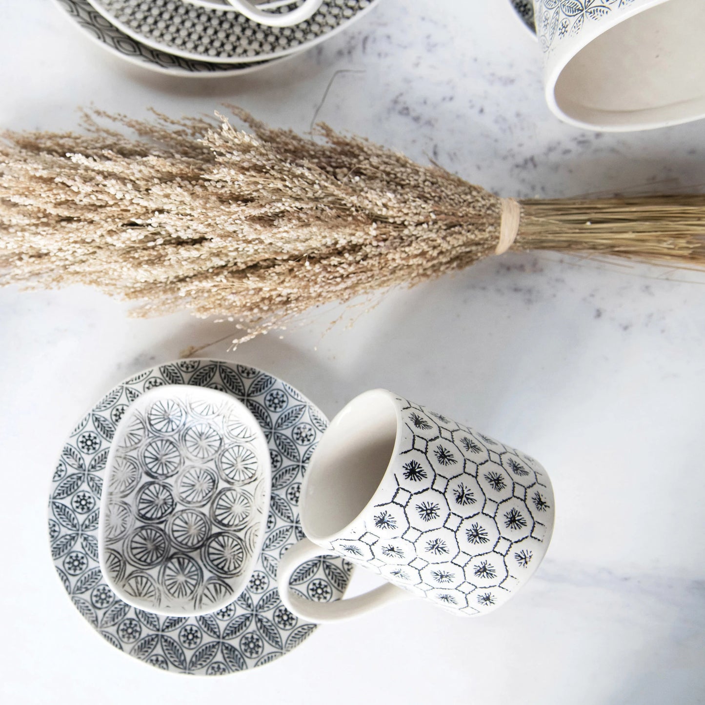 Hand-Stamped Mug with Pattern