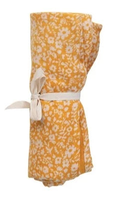 Mustard Floral Cotton Swaddle
