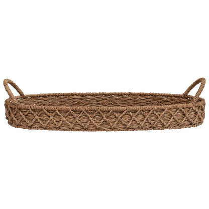 Decorative Woven Seagrass Tray with Handles