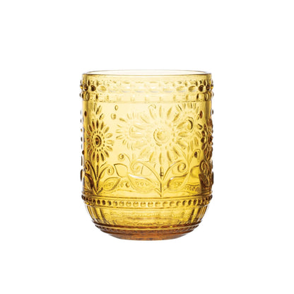 Amber Embossed Drinking Glass