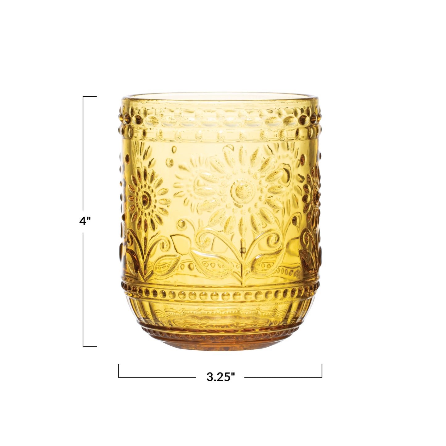 Amber Embossed Drinking Glass