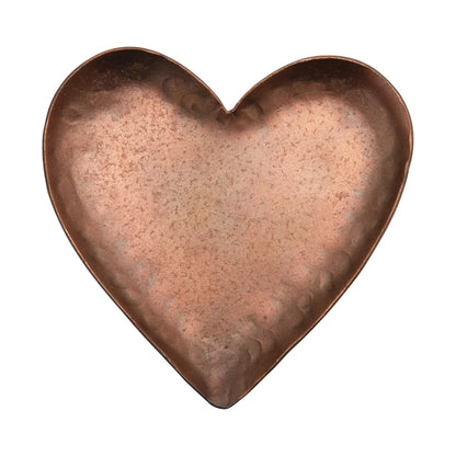 Decorative Pounded Metal Copper Plated Heart Dish
