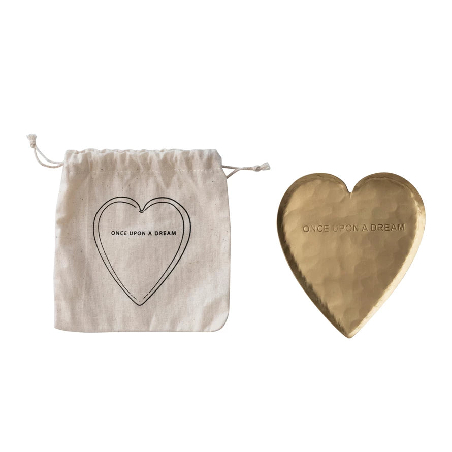 Decorative Hammered Brass Heart Shaped