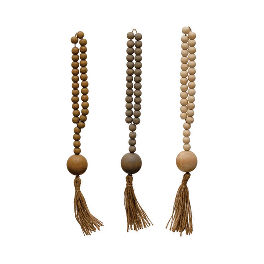 Wood Beads w/ Jute Rope Tassel