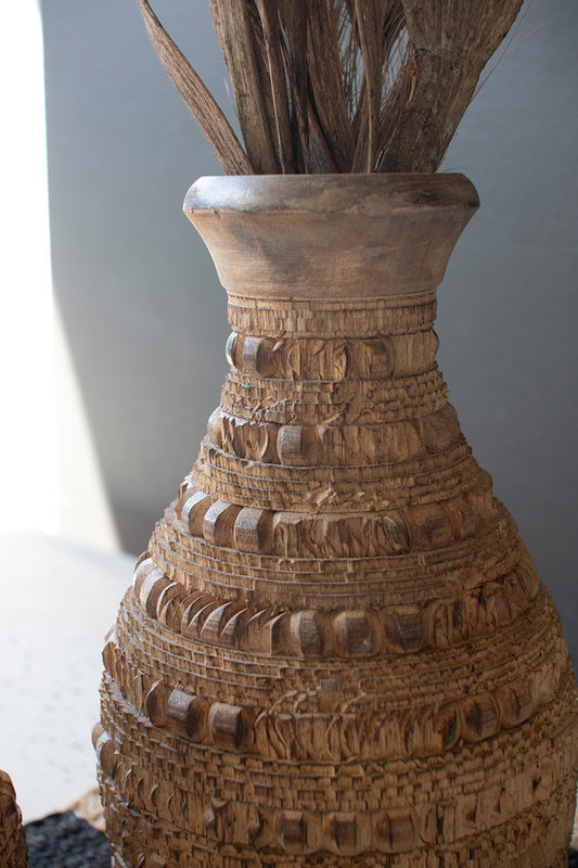 Carved Wooden Vases