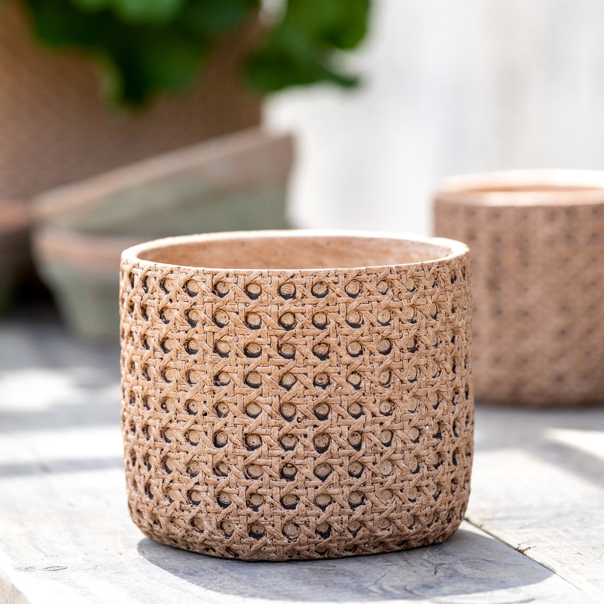 Cane Pattern Cement Pot